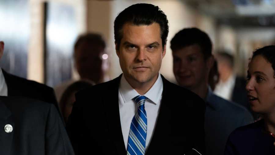WASHINGTON, DC - SEPTEMBER 30: House Freedom Caucus member Rep. Matt Gaetz (R-FL) arrives for a meeting of the Republican House caucus on September 30, 2023 in Washington, DC. The government is expected to enter a shutdown at midnight if a last-minute budget deal is not reached by the House on Saturday. (Photo by Nathan Howard/Getty Images)